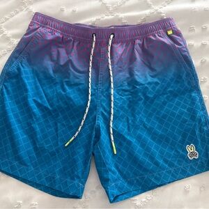 Psycho Bunny Blue and Pink Gradient Board Shorts